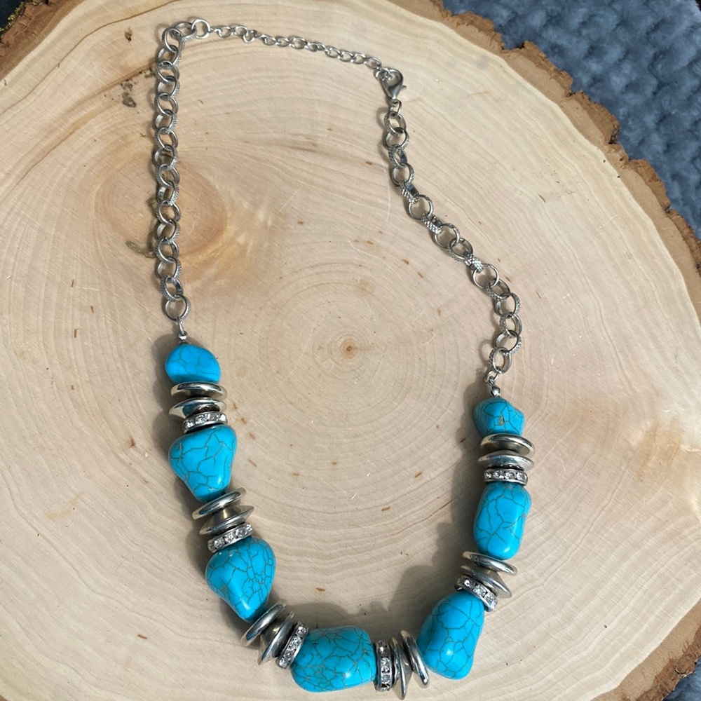 Turquoise and silver necklace
